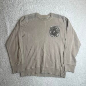 Y2K guess mens beige‎ skull embroidered grunge skater skull sweater pullover xl
